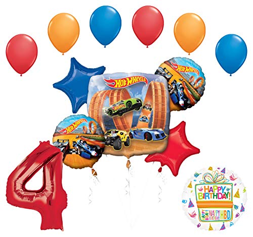 Mayflower Products Hot Wheels Party Supplies 4th Birthday Balloon Bouquet Decorations