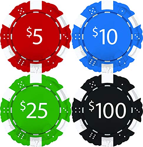 (8) 18" Casino Night Poker Chips Foil Balloons