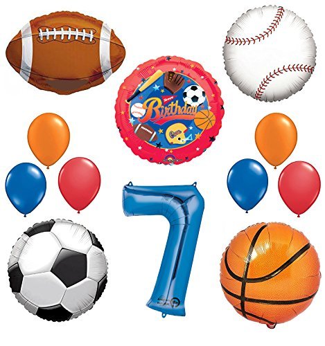 The Ultimate Sports Theme 7th Birthday Party Supplies and Balloon Decorating Kit