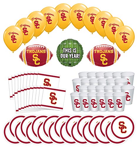 Mayflower Products USC Trojans Football Tailgating Party Supplies for 20 Guest and Balloon Bouquet Decorations