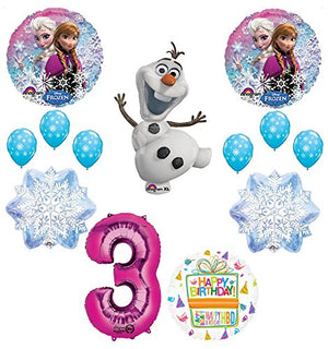 Frozen 3rd Birthday Party Supplies Olaf, Elsa and Anna Balloon Bouquet Decorations Pink #3