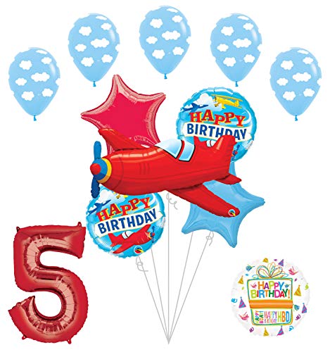 Airplane 5th Birthday Party Supplies Vintage Plane Balloon Bouquet Decorations