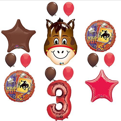 Wild West Cowboy Western 3rd Birthday Party Supplies and Balloon Decorations