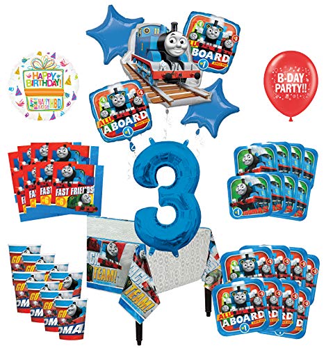 Mayflower Products Thomas The Train Tank Engine 3rd Birthday Party Supplies 8 Guest Decoration Kit and Balloon Bouquet