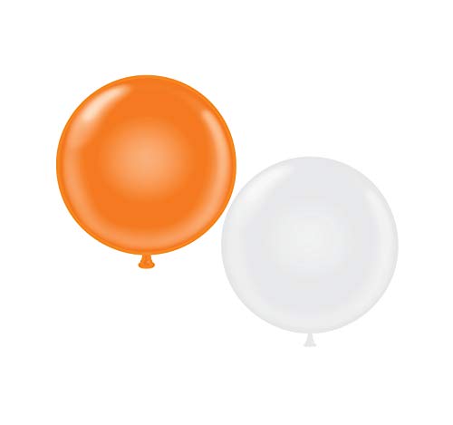 72 inch Giant Latex Balloons - Qty 2- (1) Orange (1) White