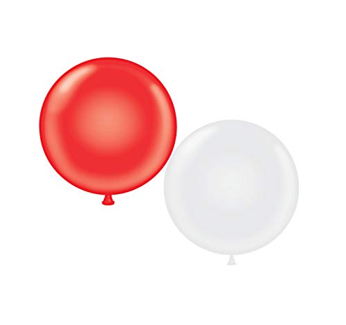 72 inch Giant Latex Balloons - Qty 2- (1) Red (1) White