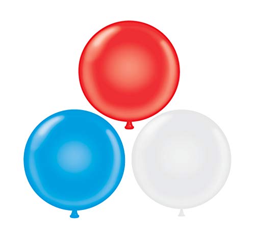 60 inch Giant Latex Balloons - Qty 3- (1) Red (1) White (1) Blue