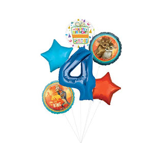 Lion King Party Supplies 4th Birthday Balloon Bouquet Decorations - Blue Number 4