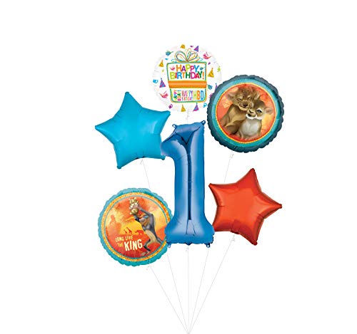 Lion King Party Supplies 1st Birthday Balloon Bouquet Decorations - Blue Number 1