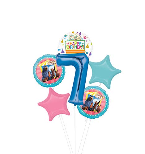 Mayflower Products Wonder Park Party Supplies 7th Birthday Balloon Bouquet Decorations - Blue Number 7