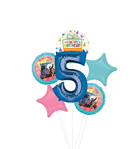 Mayflower Products Wonder Park Party Supplies 5th Birthday Balloon Bouquet Decorations - Blue Number 5