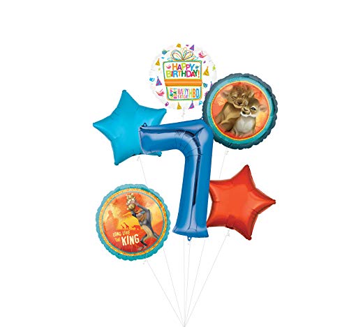 Lion King Party Supplies 7th Birthday Balloon Bouquet Decorations - Blue Number 7