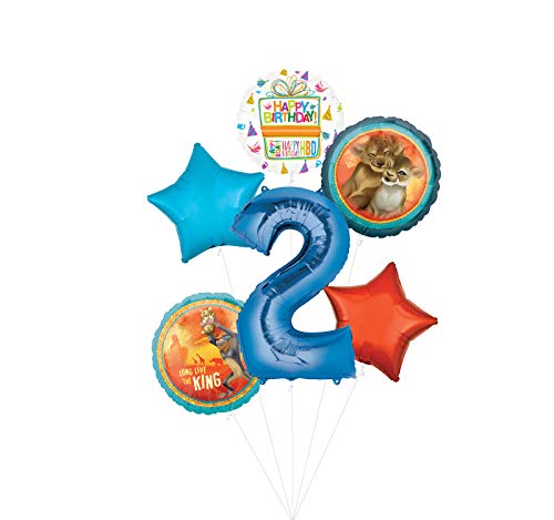 Lion King Party Supplies 2nd Birthday Balloon Bouquet Decorations - Blue Number 2