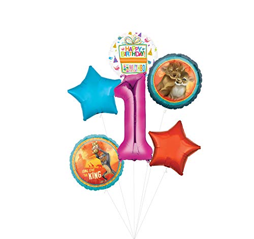 Lion King Party Supplies 1st Birthday Balloon Bouquet Decorations - Pink Number 1