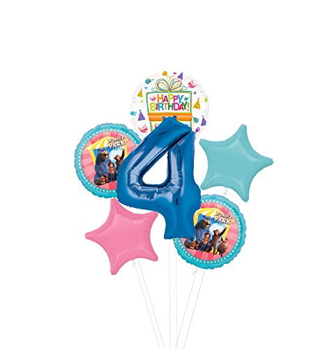 Mayflower Products Wonder Park Party Supplies 4th Birthday Balloon Bouquet Decorations - Blue Number 4