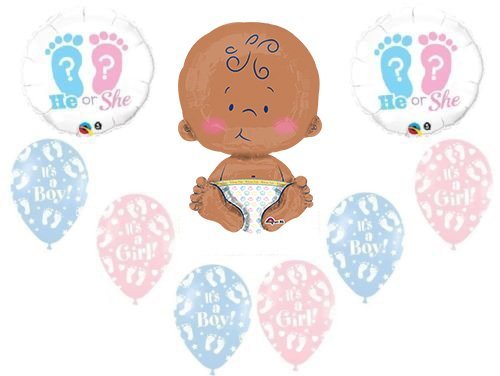 Gender Reveal He She Footprints 24" CELEBRATE BABY SHOWER Balloon Supplies