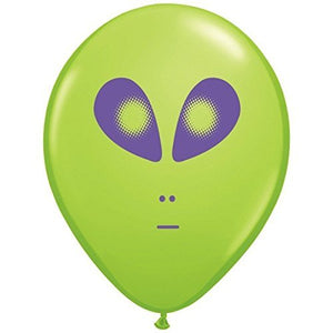 Space Alien Print Lime Green Latex Balloons 25 Count