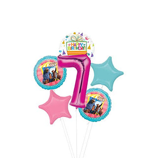 Mayflower Products Wonder Park Party Supplies 7th Birthday Balloon Bouquet Decorations - Pink Number 7