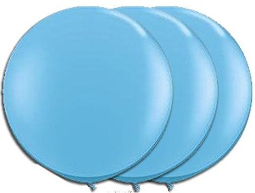 36 Inch Giant Round Light Blue Baby Blue Latex Balloons by TUFTEX (Premium Helium Quality) Pkg/3