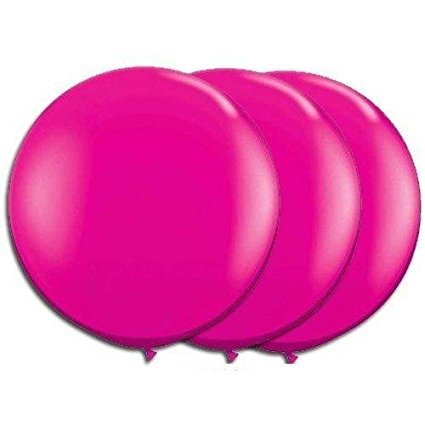 36 Inch Giant Round Hot Pink Latex Balloons by TUFTEX (Premium Helium Quality) Pkg/3