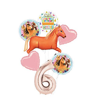Mayflower Products Spirit Riding Free Party Supplies 6th Birthday Tan Horse Balloon Bouquet Decorations