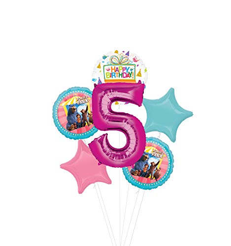 Mayflower Products Wonder Park Party Supplies 5th Birthday Balloon Bouquet Decorations - Pink Number 5
