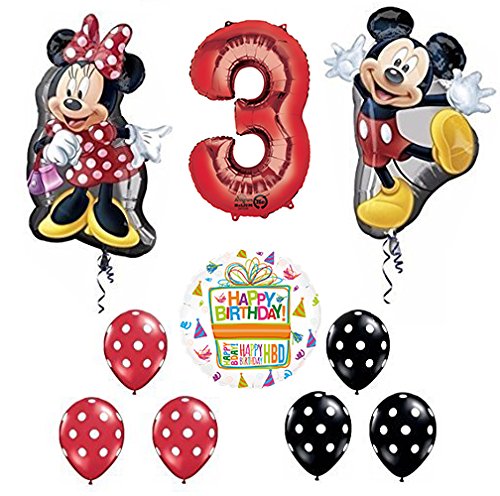 Mickey and Minnie Mouse Full Body 3rd Birthday Supershape Balloon Set