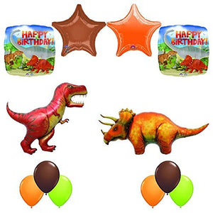 Prehistoric Giant T-REX and Triceratops Birthday Dinosaur Balloon Decoration 12 pc Kit