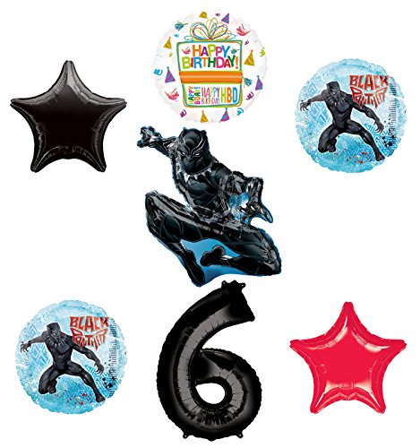 Black Panther 6th Birthday Balloon Bouquet Decorations and Party Supplies