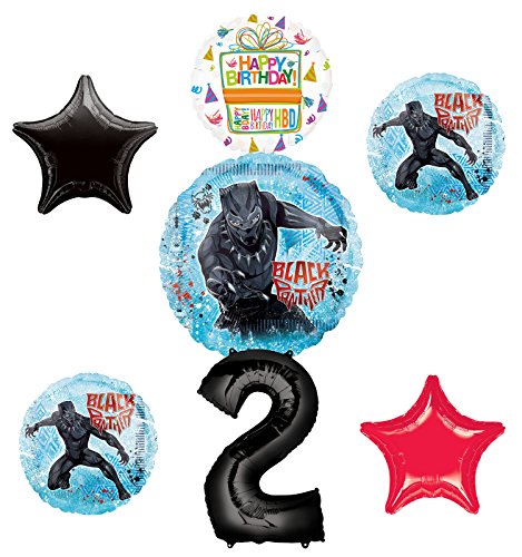 Black Panther Party Supplies 2nd Birthday Balloon Bouquet Decorations