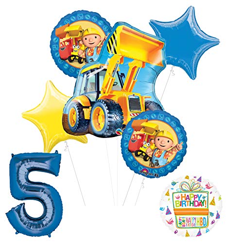 Mayflower Products Bob The Builder Construction Party Supplies 5th Birthday Balloon Bouquet Decorations