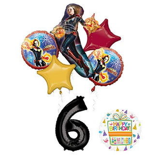 Mayflower Products Captain Marvel Party Supplies 6th Birthday Balloon Bouquet Decorations