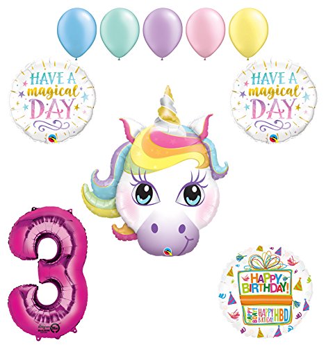 Magical Unicorn 3rd Birthday Party Supplies and Balloon Decorations