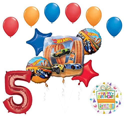 Mayflower Products Hot Wheels Party Supplies 5th Birthday Balloon Bouquet Decorations