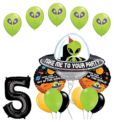 Space Alien 5th Birthday Party Supplies Balloon Bouquet Decorations