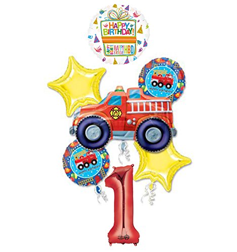 Fire Truck Fire Engine 1st Birthday Party Supplies and Balloon Decorations