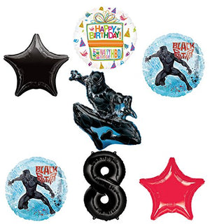Black Panther 8th Birthday Balloon Bouquet Decorations and Party Supplies