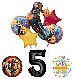 Mayflower Products Captain Marvel 5th Birthday Party Supplies Balloon Bouquet Decorations with 4 Sided Orbz Balloon