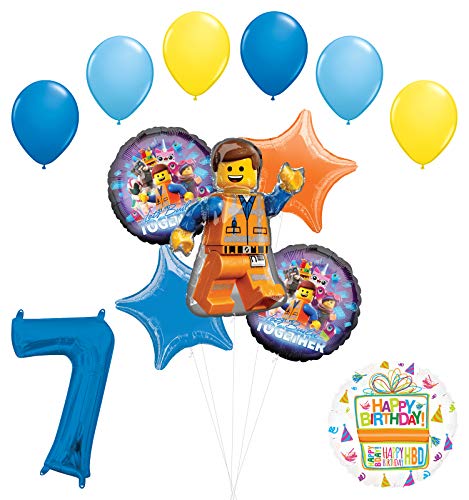 LEGO Movie Party Supplies 7th Birthday Balloon Bouquet Decorations