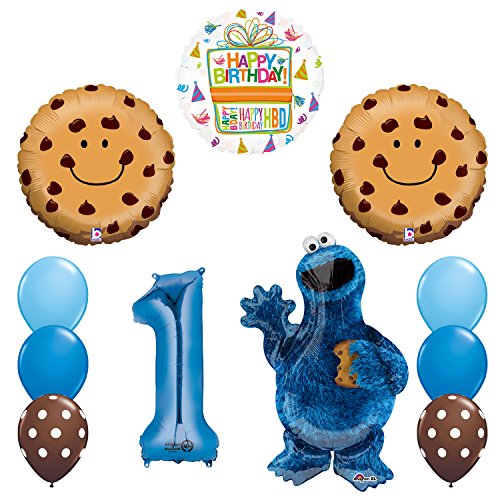 NEW! Sesame Street Cookie Monsters 1st Birthday party supplies and Balloon Decorations