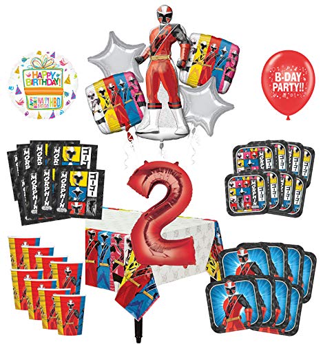 Mayflower Products Power Rangers 2nd Birthday Party Supplies 8 Guest Decoration Kit and Balloon Bouquet