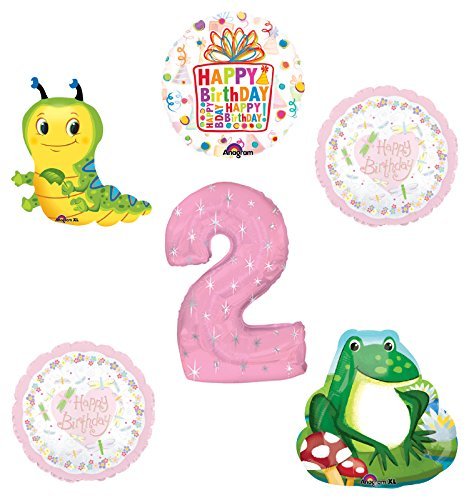 Garden Tea Party Dragonfly Caterpillar Frog 2nd Birthday Party Supplies and Balloon Decorations