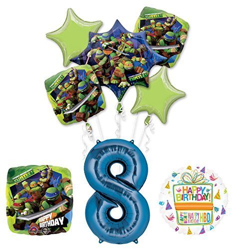 Teenage Mutant Ninja Turtles 8th Birthday Party Supplies and TMNT Balloon Bouquet Decorations