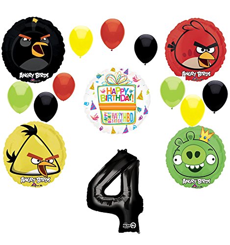 Angry Birds Party Supplies 4th Birthday Balloon Bouquet Decorations