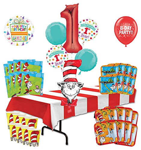 Mayflower Products Dr Seuss I Survived My Parents 1st Year Birthday Party Supplies 8 Guest Decoration Kit and Balloon Bouquet