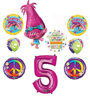 TROLLS 5th Birthday Party Supplies Poppy Peace Balloon Bouquet Decorations