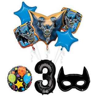 Mayflower Products Batman 3rd Birthday Party Supplies and Bat Mask Balloon Bouquet Decoration