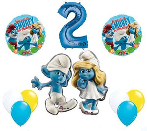 The Smurfs Birthday Party Supplies Smurf and Smurfette 2nd Smurfy Birthday Balloon Decorations