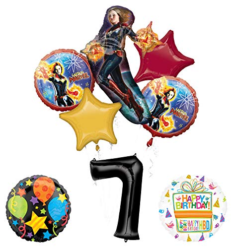 Mayflower Products Captain Marvel 7th Birthday Party Supplies Jubilee Balloon Bouquet Decorations
