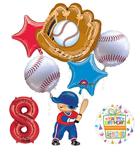 Baseball Player 8th Birthday Party Supplies Balloon Bouquet Decorations